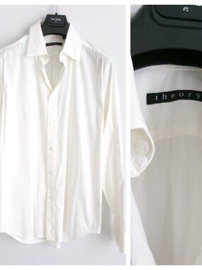 THEORY MEN'S SOLID SHIRT DRESS WHITE Sz-L